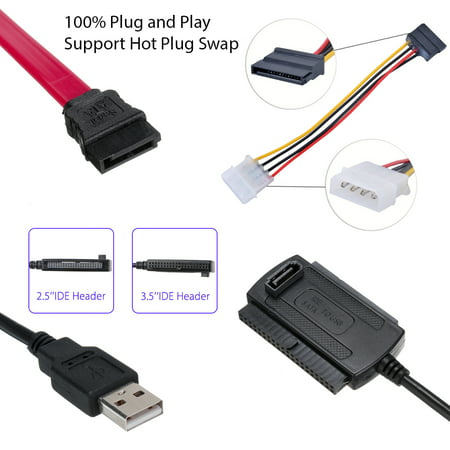 SATA/PATA/IDE to USB 2.0 Adapter Converter Cable for 2.5/3.5 Inch Hard Drive VB
